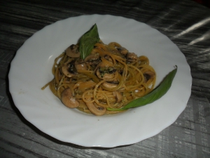 receta Espaguetis con champiñones al pesto