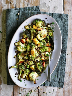 receta Verduras braseadas con lentejas Puy y Halloumi by Jamie Oliver